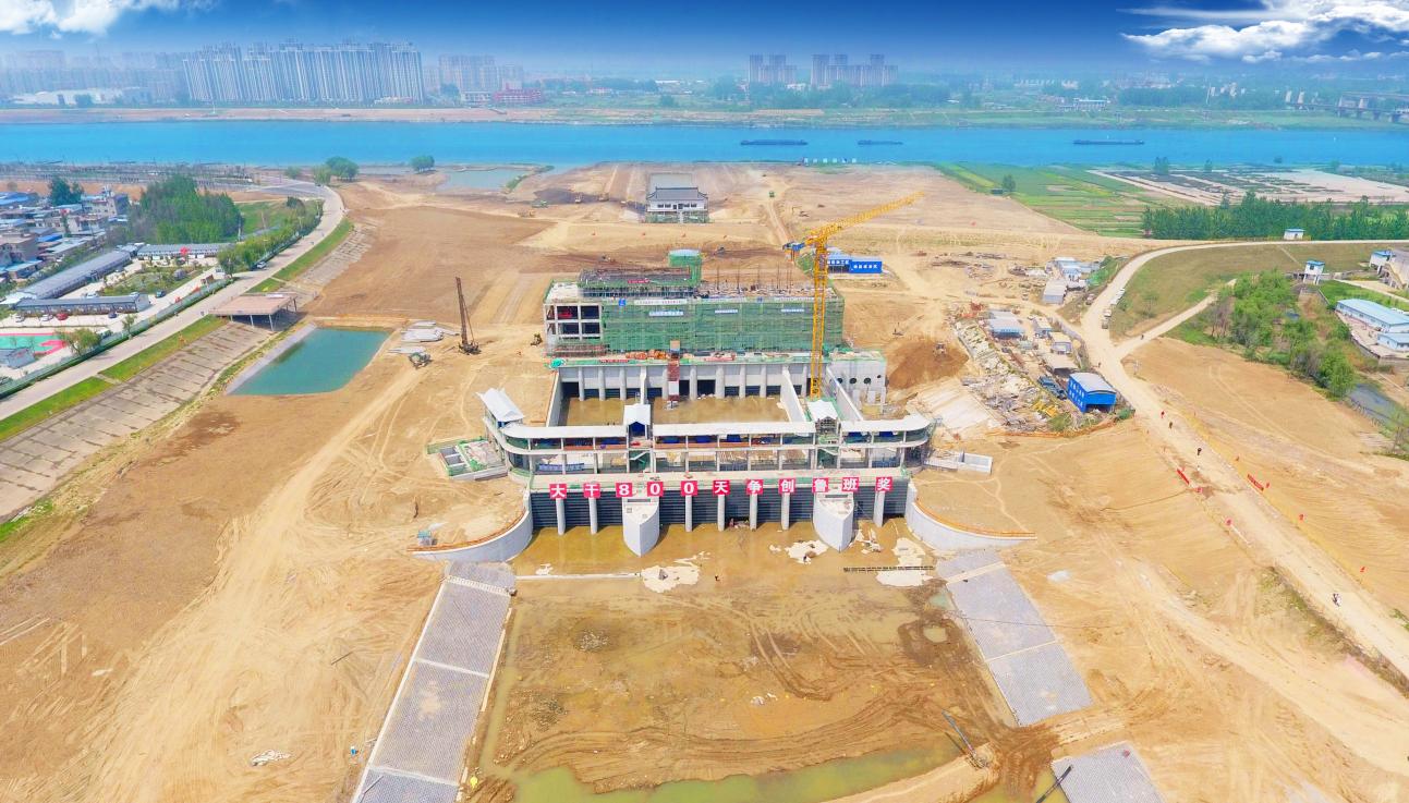 安徽水利蚌埠靚淮河龍子河口綜合樞紐布置工程。安徽建工集團(tuán)供圖